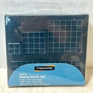 Fiskars 01-000068J Clear Stamp Block Set, 4 Piece new in box art scrapbook